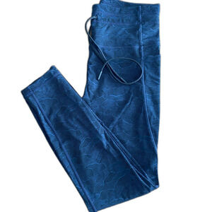 ZYIA Active Navy Terrace Pocket Drawstring Luxe Leggings 7/8 Women's XS